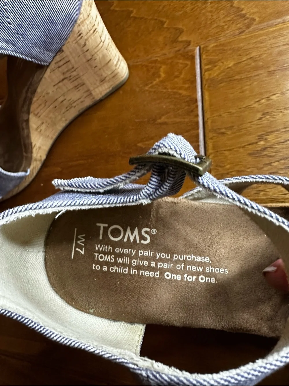 Toms Light Denim Blue Crisscross Ankle-Strap Wedge Sandals